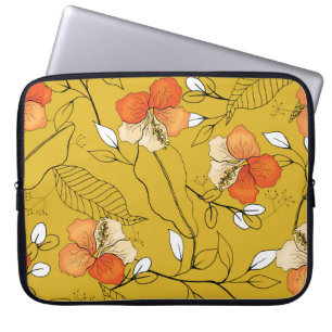 Housse Pour Ordinateur Portable Fleurs tropicales Feuilles : Papier peint exotique