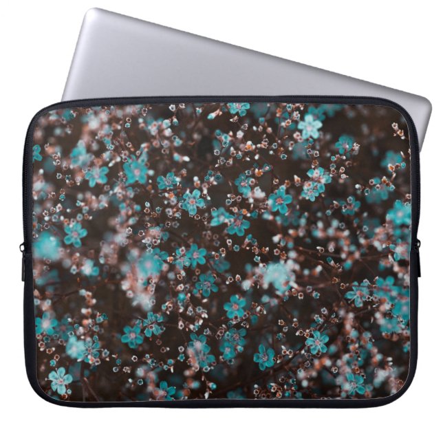 HOUSSE POUR ORDINATEUR PORTABLE FLEURS VERTES ET BROWN (Devant)