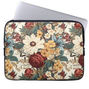 Housse Pour Ordinateur Portable Fleurs vintages de Rose, tulipe, lys et marguerite