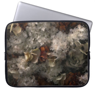 Housse Pour Ordinateur Portable Fleurs vintages Hydrangée Botanique Blanche Et Rou