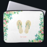 Housse Pour Ordinateur Portable Flip Flops botaniques de plage<br><div class="desc">Belle aquarelle de fleurs d'île botanique et feuillage embelli tongs et arrangements,  manche d'ordinateur portable personnalisée.</div>