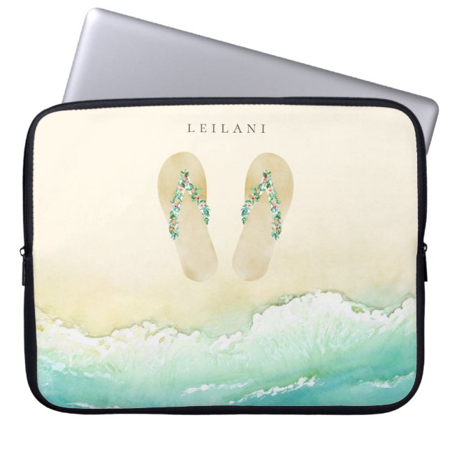 Housse Pour Ordinateur Portable Flip Flops botaniques de plage (Devant)