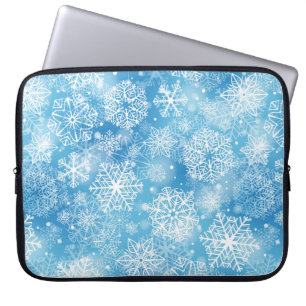 Housse Pour Ordinateur Portable Flocon de neige bleu