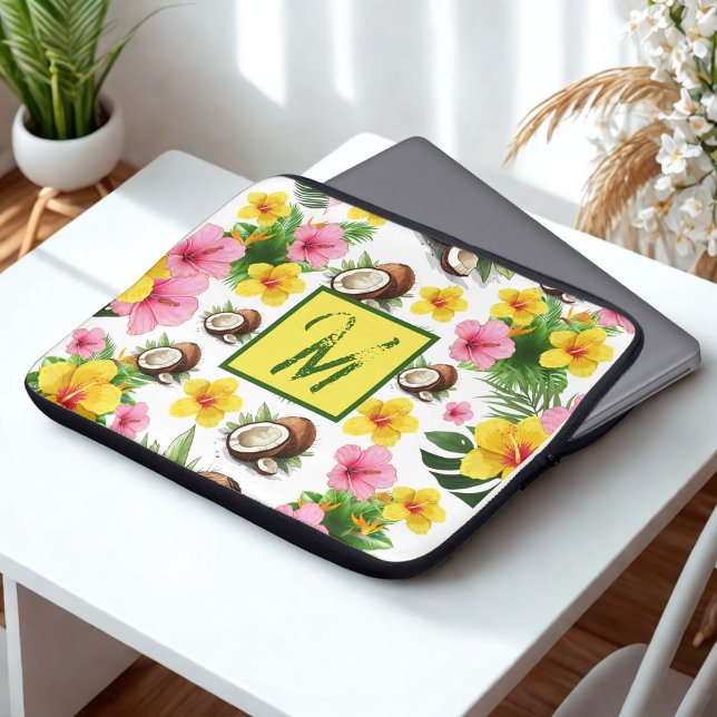 Housse Pour Ordinateur Portable Floral blanc (Créateur téléchargé)