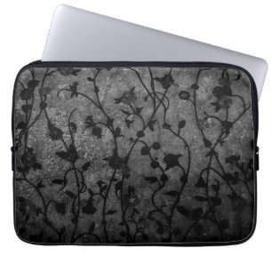 Housse Pour Ordinateur Portable Floral d'antiquité gothique noir et blanc