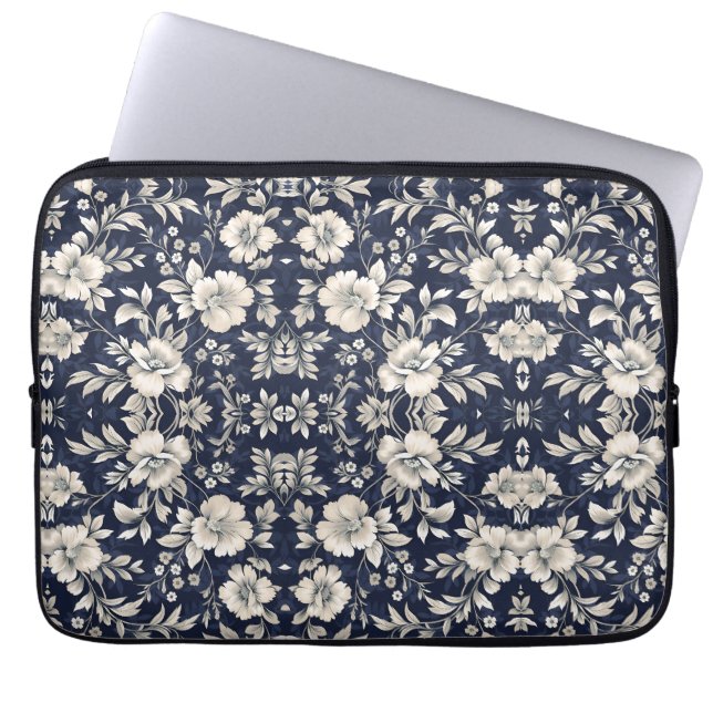Housse Pour Ordinateur Portable Floral en bleu (Devant)
