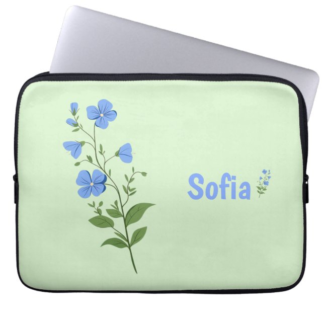Housse Pour Ordinateur Portable Floral modern daisy blue girly elegant stylish (Devant)