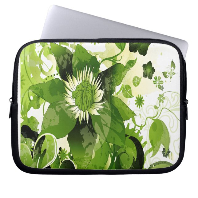 Housse Pour Ordinateur Portable Floral vert émeraude (Devant)