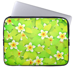 Housse Pour Ordinateur Portable Floral Vert Feuille Fleurs Jaunes Motif