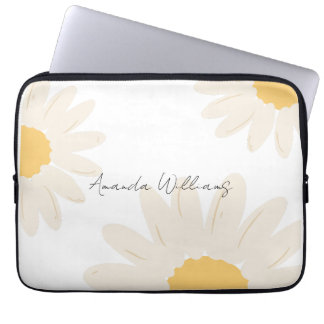 Housse Pour Ordinateur Portable Flore marguerite moderne minimaliste blanc