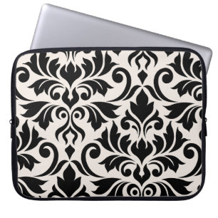 Housse Pour Ordinateur Portable Flourissant Damask Art I Black on Cream
