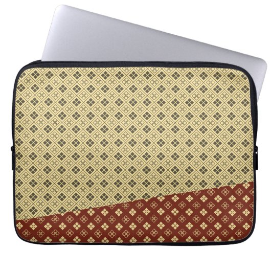 Housse Pour Ordinateur Portable Flower and Diamond Pattern Gold Red (Devant)