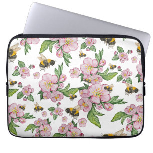 Housse Pour Ordinateur Portable Flower pomverger avec abeilles aquarelle timon