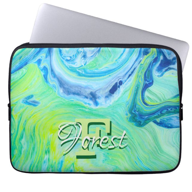 Housse Pour Ordinateur Portable Fluide bleu brillant (Devant)