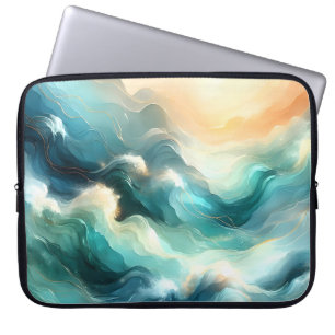 Housse Pour Ordinateur Portable Flux d'océan doré Vagues abstraites