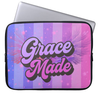 Housse Pour Ordinateur Portable Foi chrétienne violette et rose de la Grâce
