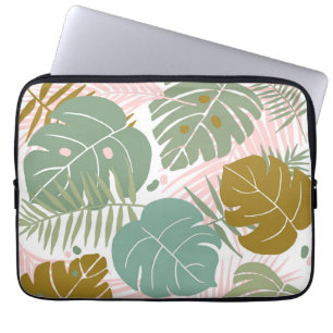 Housse Pour Ordinateur Portable Foliage Tropical - Motif Monstère Et Feuille De Pa