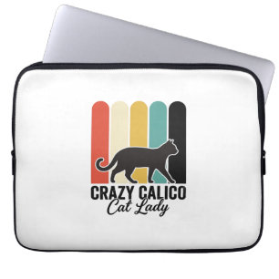 Housse Pour Ordinateur Portable Folle Dame au Chat Calico Vintage Design Rétro Cha