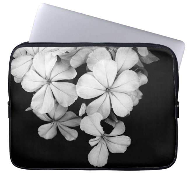 Housse Pour Ordinateur Portable Fond floral noir et blanc (Devant)