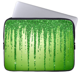 Housse Pour Ordinateur Portable Fond goutte à goutte de paillettes vertes avec sci