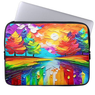 Housse Pour Ordinateur Portable Forêt arc-en-ciel Coucher de soleil Rêves
