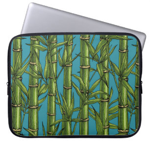 Housse Pour Ordinateur Portable Forêt de bambou sur bleu