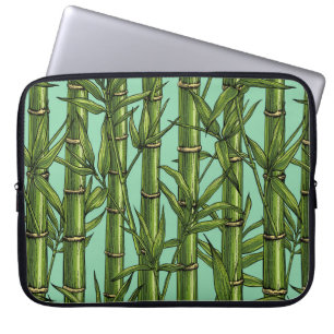 Housse Pour Ordinateur Portable Forêt de bambou sur bleu clair