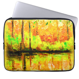 Housse Pour Ordinateur Portable "Forêt De Marais Vibrante" Belle Peinture. Command