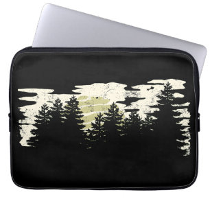 Housse Pour Ordinateur Portable Forêt foncée Nature hiver Vintage
