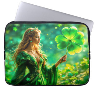Housse Pour Ordinateur Portable Forêt magique Saint Patrick jour nature fée art