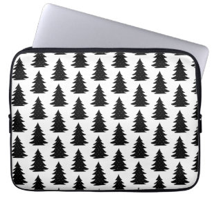 Housse Pour Ordinateur Portable Forêt minimaliste d'arbres noirs scandinaves