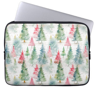 Housse Pour Ordinateur Portable Forêt, Red Green Pine Trees