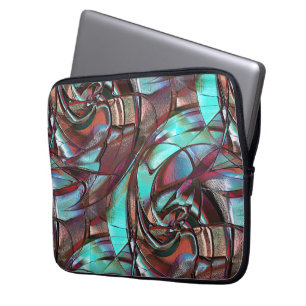 Housse Pour Ordinateur Portable Formes courbes de la menthe au vin en satin de gra
