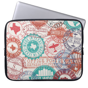 Housse Pour Ordinateur Portable Fort Worth Texas : timbres de voyage.