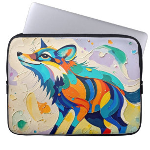 Housse Pour Ordinateur Portable Fox Expressive abstrait animal art design