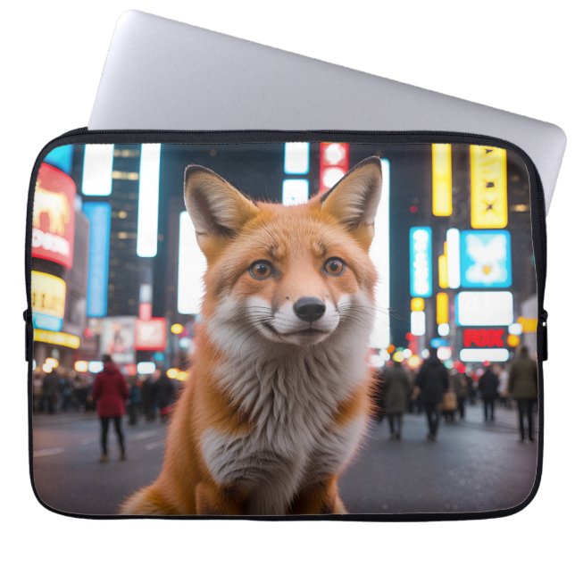 Housse Pour Ordinateur Portable Fox in Times Carré (Devant)