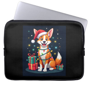 Housse Pour Ordinateur Portable Fox Terrier Éclairage de Noël Père Noël Fox Terrie