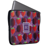 Housse Pour Ordinateur Portable Fraises à l'initiale monogrammée élégante (Devant droit)
