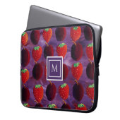 Housse Pour Ordinateur Portable Fraises à l'initiale monogrammée élégante (devant gauche)