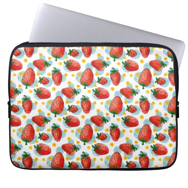 Housse Pour Ordinateur Portable Fraises et marguerites (Devant)