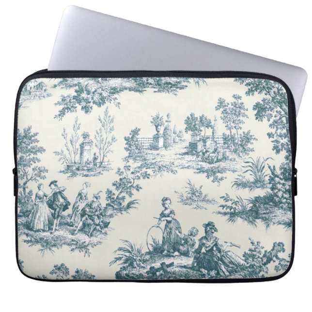 Housse Pour Ordinateur Portable Français toile de jouy sage vert élégant (Devant)