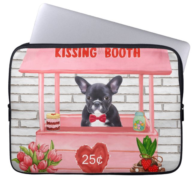 Housse Pour Ordinateur Portable French Bulldog Valentine's Day Kissing Booth (Devant)