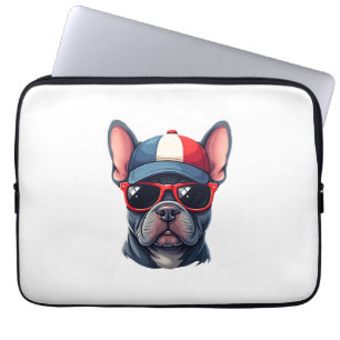 Housse Pour Ordinateur Portable Frenchie portant les couleurs des États-Unis
