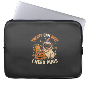 Housse Pour Ordinateur Portable Friandises Citrouille de Pug Halloween