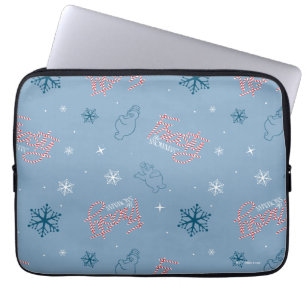 Housse Pour Ordinateur Portable Frosty Snowman Blue Snowflake Motif