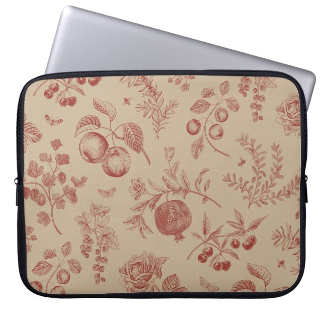 Housse Pour Ordinateur Portable Fruits, baies et fleurs. Motif transparent à l'aut (Devant)
