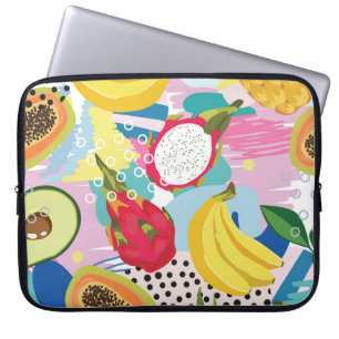 Housse Pour Ordinateur Portable Fruits tropicaux, Motif Vintage sans soucis.