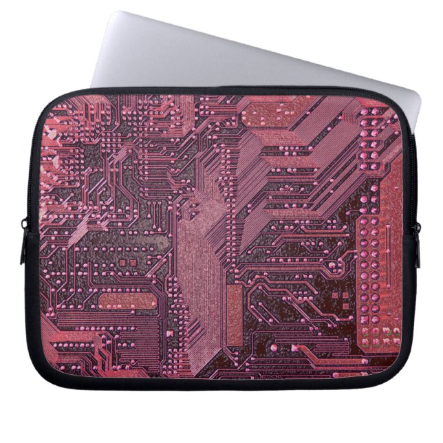 Housse Pour Ordinateur Portable Fuchsia Cyber Circuit Board Tech Art Electronique (Devant)