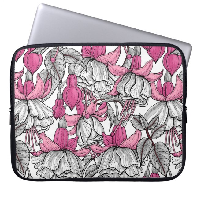 Housse Pour Ordinateur Portable Fuchsia en blanc et rose (Devant)
