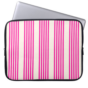 Housse Pour Ordinateur Portable Fuchsia et beige cinq rayures motif